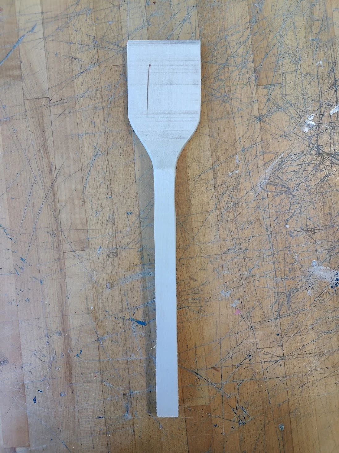 What my spatula looked like unwrapped from all the tape and after the cuts - top view.